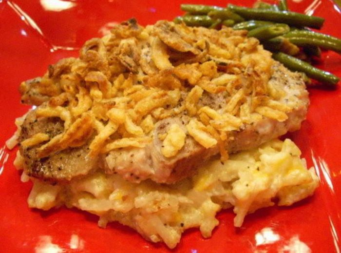 Pork chop and hashbrown casserole