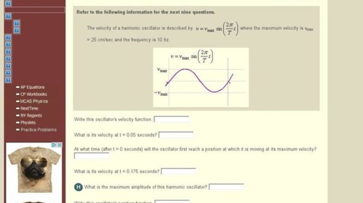 Harmonic motion basics worksheet answers