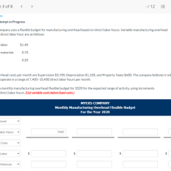 Myers flexible budget uses company manufacturing overhead labor variable direct hours based homeworklib