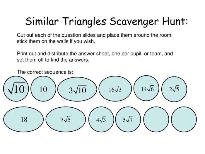 Similar triangles scavenger hunt answer key