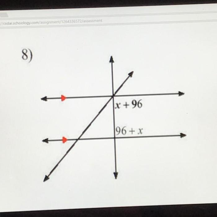 Measure indicated angle bold find 6x which