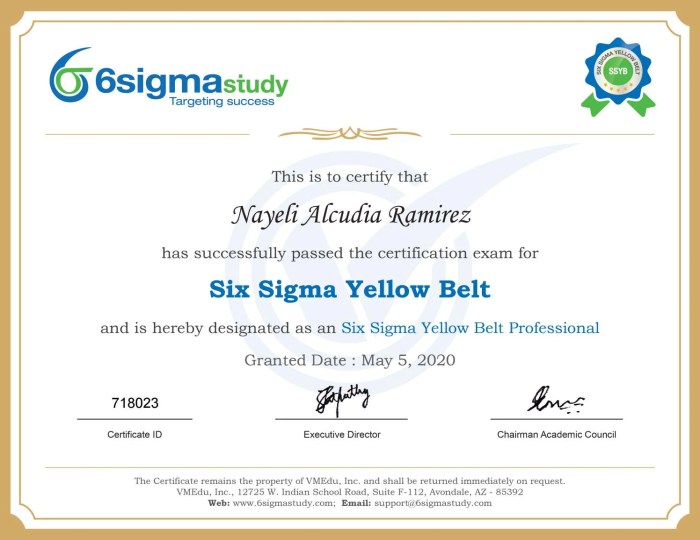 Six sigma yellow belt test questions and answers